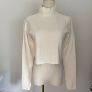 Helmet Lang Cropped Cream turtleneck